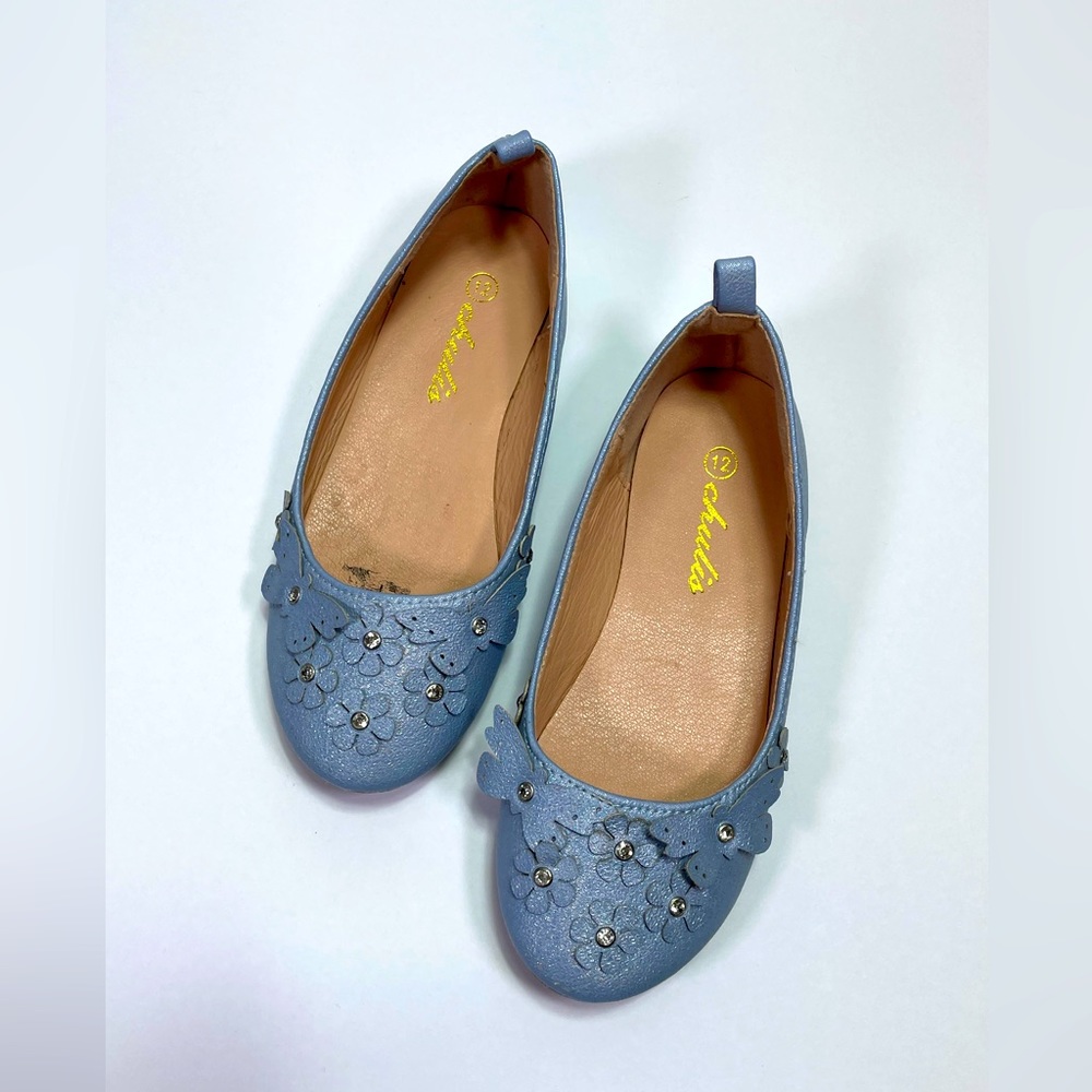 Chulis Flower Ballet Flats | Sparkling Blue | Girls Size 12